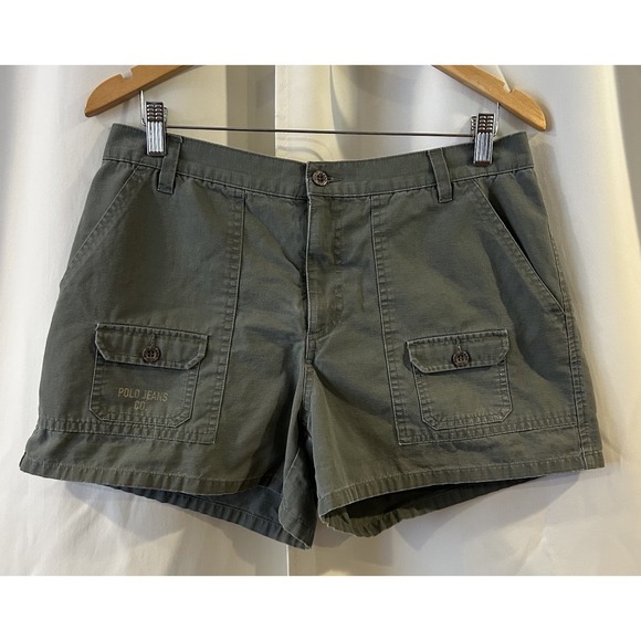 Pants - Polo Jean Company Ralph Lauren Womens‎ Cargo Shorts Size 12 Olive 90's Y2K VTG